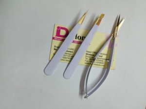 Color Coated With Gold Plated Tips Eyebrow Tweezer Stainless Steel Brow Tweezer Ingrown Hair Plucking Tweezers With Brow Scissor - Product Image 5