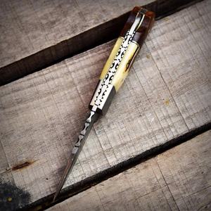 Cuchillo de Bolsillo Plegable de Acero de Damasco de Grado Industrial Pasha Enterprises, Mango de Madera Pakka y Hueso, Hecho a Mano, Garantía de 3 Años - Product Image 5