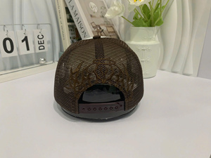High Quality 6 Panel Cotton Mesh Trucker <b>Hat</b> Curved Brim Custom Logo Embroidered Structured Hip Hop Style Casual Outdoor Travel - Product Image 3