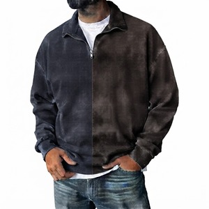 Sudadera de Forro Polar con Media Cremallera para Hombre, Corte Regular, Color Liso, Cuello Vuelto, Estilo Casual para Otoño, 100% Algodón Transpirable Tejido - Product Image 1