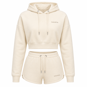Navista Women's 2 Piece Solid Zipper Streetwear Hoodie Shorts Set Black Crop <b>Top</b> Drawstring Sweatshorts Casual Sportswear All - Product Image 1