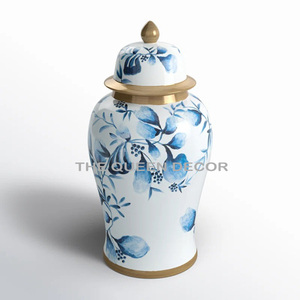 Vases en céramique et porcelaine de luxe, finition blanche, style pot à gingembre, portables, pour la décoration de la maison, centre de table, ornements - Product Image 6