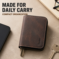 Dompet Kartu Denior V17 Vintage PU Kulit Imitasi Kapasitas Besar dengan Ritsleting Anti RFID dan Magnetik, Kompatibel dengan Casing Ponsel Magnetik