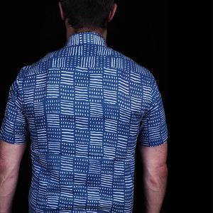 Camisa de manga corta con cuello para hombre, Camisa de algodón con estampado de Indigo, ropa de playa, Verano - Product Image 3