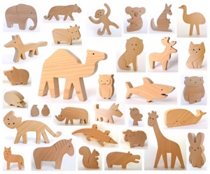Ensemble de 25 figurines d'animaux en bois, découpées à la main, autoportantes, collection de décoration pour la maison - Product Image 1