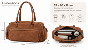 Sac de voyage en daim moyen, style Normcore minimaliste, avec fermeture éclair, résistant à l'eau, marron, toutes saisons - Product Image 3