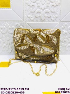 Luxury Handmade Beaded Sequin Evening <b>Clutch</b> Bag for Women | Embroidered Party <b>Wedding</b> Sling Purse with Chain Strap - Product Image 3