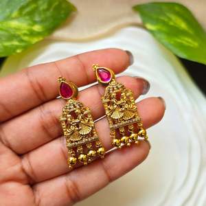 Suyamvara Chandelier Drop Earrings-Classic Bohemian Religious Number Design - Product Image 3
