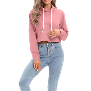 Online Selling Pakistan Manufacturer Women <b>Winter</b> Hooded Crop <b>Top</b> Hoodie Front Logo High Quality Low Price Best Style - Product Image 5