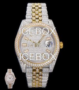 Iced Two Tone Gold Moissanite <b>Stainless</b> <b>Steel</b> Automatic Luxury Hip Hop Watch for <b>Men</b> 10 Bar Water Resistance - Product Image 1