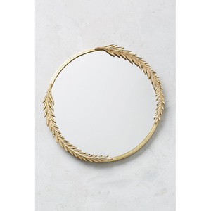 Espejo de Pared Redondo Decorativo de Madera con Acabado Dorado Antiguo Rústico, Diseño de Cadena Trenzada, Borde Biselado, Decoración para el Hogar, Sala de Estar - Product Image 6