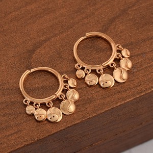 Boucles d'oreilles créoles en argent sterling 925 plaqué or rose 100 % pur avec breloques disques unis, style bohème, bijoux pour femme à porter au quotidien - Product Image 4