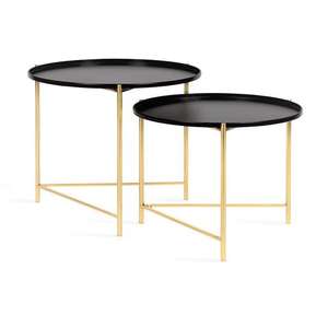 Table basse en bois au design moderne pour la maison, le salon, les villas, décoration, avec structure en métal et anneau doré. - Product Image 2