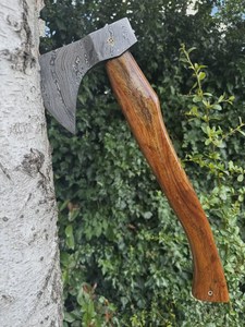 <b>Hand</b> Forged Steel With Wooden Handle And Leather Sheath Survival Axe <b>Tool</b> - Product Image 3