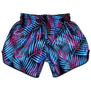 Pantalones Cortos de MMA para Hombre, Sublimados, con Diseño de Hojas de Palma Azules y Rosas, de Secado Rápido, en Poliéster, para Artes Marciales - Product Image 2