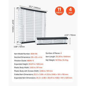 Paquete de 4 Filtros de Aire Acondicionado HVAC MERV 11 de 20 x 25 x 4, Filtros Electrostáticos Plegados para Aire Acondicionado con Duración de 12 Meses, Filtro para Caldera de Tamaño Real - Product Image 5
