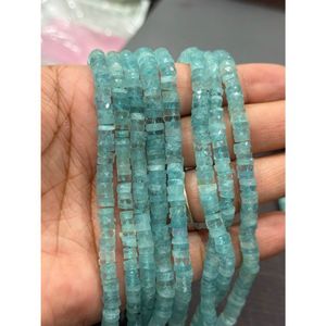 Perles lisses en forme de copeaux d'aigue-marine naturelle, bleu marine AA, pour la fabrication de colliers et bijoux, vente en gros - Product Image 3