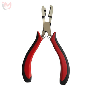 <b>Hair</b> Extension Pliers Metal Red Black <b>Grip</b> For Install And Remove Micro Link Keratin Bond Tools OEM - Product Image 1