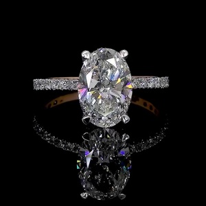 Bague de fiançailles certifiée en or rose massif 18 carats, sertie d'un diamant de laboratoire ovale de 4,00 carats, couleur F, pureté VVS2 - Product Image 3