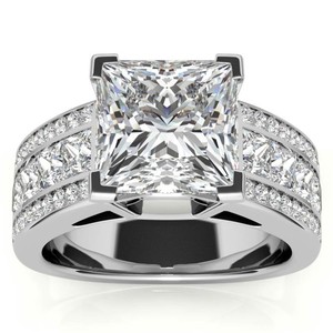 Bague de luxe en moissanite géométrique taille princesse 8MM en argent sterling 925 plaqué or pour fiançailles, mariage ou promesse - Product Image 1