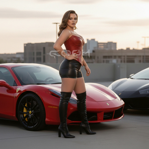 ชุดคอร์เซ็ทหนังสีแดงลายหนังสัตว์ พร้อมโครงเหล็กด้านหน้าและเชือกผูกด้านหลังแบบปรับได้ - Product Image 5