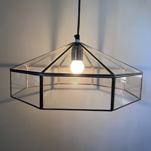Modern Geometric Iron & Glass LED Pendant <b>Light</b> with Black Finish Contemporary <b>Indoor</b> Ceiling Hanging Lamp for Living Room - Product Image 1