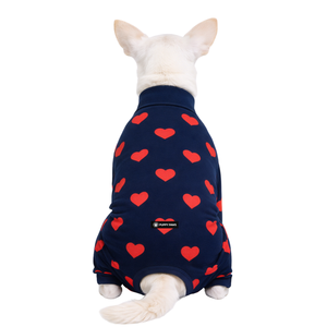 <b>Dog</b> Pajamas Onesie Hearts Print Soft Stretch Pet Sleepwear Cozy Breathable All Season Nightwear For Small Medium <b>Dogs</b> Indoor Use - Product Image 2