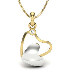 Pendentif cœur en or jaune avec diamant blanc taille brillant rond pour femme, idéal pour un usage quotidien romantique - Product Image 1