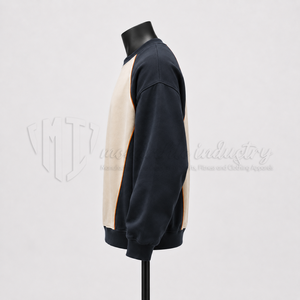 Sudadera de cuello redondo con bloques de color para hombre, sudadera polar personalizada, sudadera informal estilo streetwear con manga raglán, venta al por mayor - Product Image 4