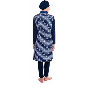 Factory Sales Muslim Swimwear Women Islamic Long Sleeve Front Zipper Swimsuit Hijab 3 Piece Patchwork Burkinis Wear <b>Bathing</b> Suit - Product Image 4