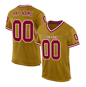 Custom American Football Jersey Gold Maroon V-Neck <b>Mesh</b> Breathable Sublimated Print Team Name Any Name Men's Adult <b>Short</b> Sleeve - Product Image 5