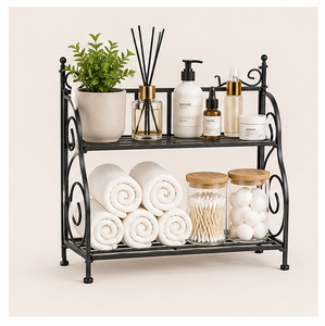High Quality 2-Tier Wrought Iron Spice <b>Rack</b> Organizer Metal <b>Kitchen</b> Countertop <b>Storage</b> Shelf for Jars Space-Saving <b>Storage</b> Jar - Product Image 2