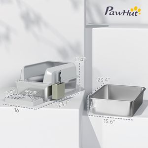 Lettiera per Gatti XL in Acciaio Inossidabile con Bordi Alti, Anti-Perdita di Urina, Paletta Antiaderente in ABS e Supporto, Include Paletta in Metallo - Product Image 3