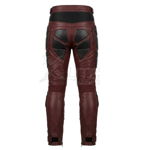 Pantalones de Motocicleta Unisex de Cuero Rojo con Paneles Protectores Negros y Rodilleras, Cómodos y Transpirables para Todas las Estaciones, Ropa de Carreras - Product Image 3