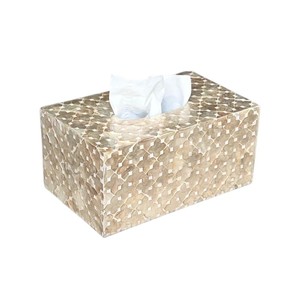 Caja de pañuelos rectangular de alta gama con incrustaciones de nácar y madera hecha a mano para decoración del hogar - Product Image 2