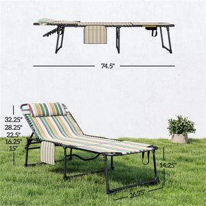 Chaise longue pliante 2 pièces avec poches latérales Design Sense pour l'extérieur - Product Image 6