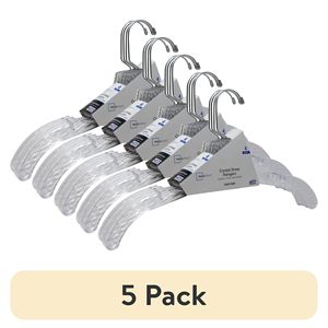 Lot de 5 cintres pour robe avec col pivotant Lot de 4 cintres en plastique transparent cristal pour adultes de qualité supérieure - Product Image 1