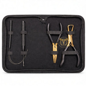 Professional Hair Extension Tool Kit Set Stainless Steel Pliers Loop <b>Needle</b> <b>Threader</b> for Micro Ring & Keratin - Product Image 1