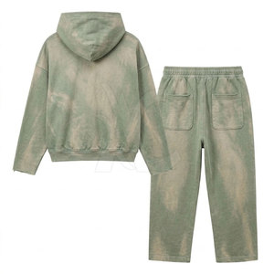 Modern Casual Sportswear <b>Matching</b> <b>Set</b> Sun Fade Tracksuit For Men Drawstring <b>Jogger</b> And Hoodie Outfit - Product Image 2