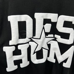 T-shirt à épaules tombantes en coton épais pour homme, T-shirt oversize avec appliqué brodé, T-shirt court - Product Image 5