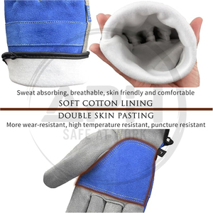 Guantes de Trabajo de Cuero Azul Duraderos de Primera Calidad con Palma Reforzada, Cierre Ajustable en la Muñeca, Doble Costura y Diseño Flexible para el Pulgar - Product Image 5