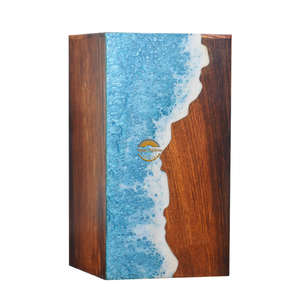 Handcrafted Ocean Wave Resin & Natural Wood Cremation Urn Blue Epoxy Ashes <b>Box</b> Artistic Funeral <b>Memorial</b> <b>Keepsake</b> by AYAANS - Product Image 6