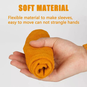 Manches de soudage en cuir de vachette pleine fleur JNMSAFETY de haute qualité, résistantes au feu et à la chaleur, avec trou pour le pouce, protection des mains - Product Image 2