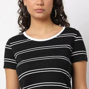 Camisetas de malla de la mejor calidad para mujer, ajustadas, de tela de algodón y spandex, anti-pilling, con logo, casuales, de manga corta - Product Image 6