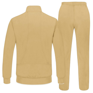Unisex Khaki Tracksuit Full Zipper Sporty Sweatshirt And <b>Pants</b> Set With White Panels Breathable Regular Fit Autumn Wear - Product Image 2