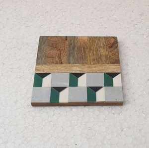 Elegant Square Epoxy Resin <b>Walnut</b> Wooden Coasters High Shine Heat Resistant Eco-Friendly Daily Home <b>Table</b> Decor Available - Product Image 3