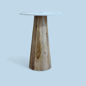 Mesita de noche redonda de mármol y madera de mango de estilo industrial con diseño ecológico extraíble para muebles de sala de estar de dormitorio elegante - Product Image 4