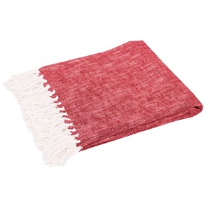 Red Color Cotton Throw Eco Friendly High Quality Cotton Throw <b>Blanket</b> for Home With Fringes Design at affordable Price. - Product Image 5