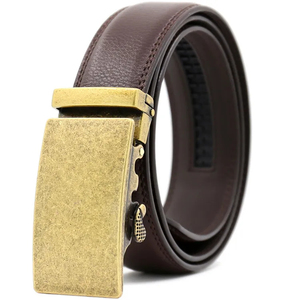 Ceinture automatique en cuir de vachette noir avec boucle rectangulaire en alliage, style formel, durable, moulage monobloc - Product Image 4
