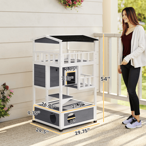 Wooden Cat House Playhouses Cat Trees and Climbing Tower (No Shipments on Weekends) - Product Image 4